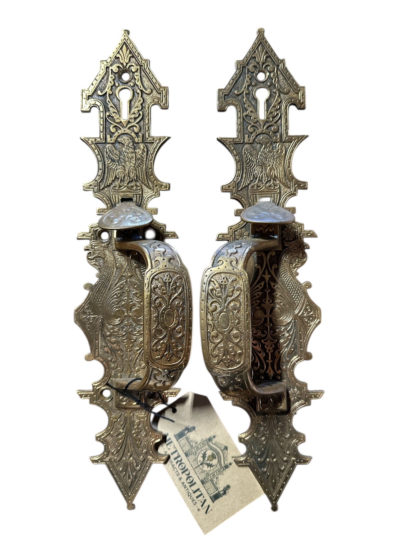 Gothic Brass Door Pulls with Eagles