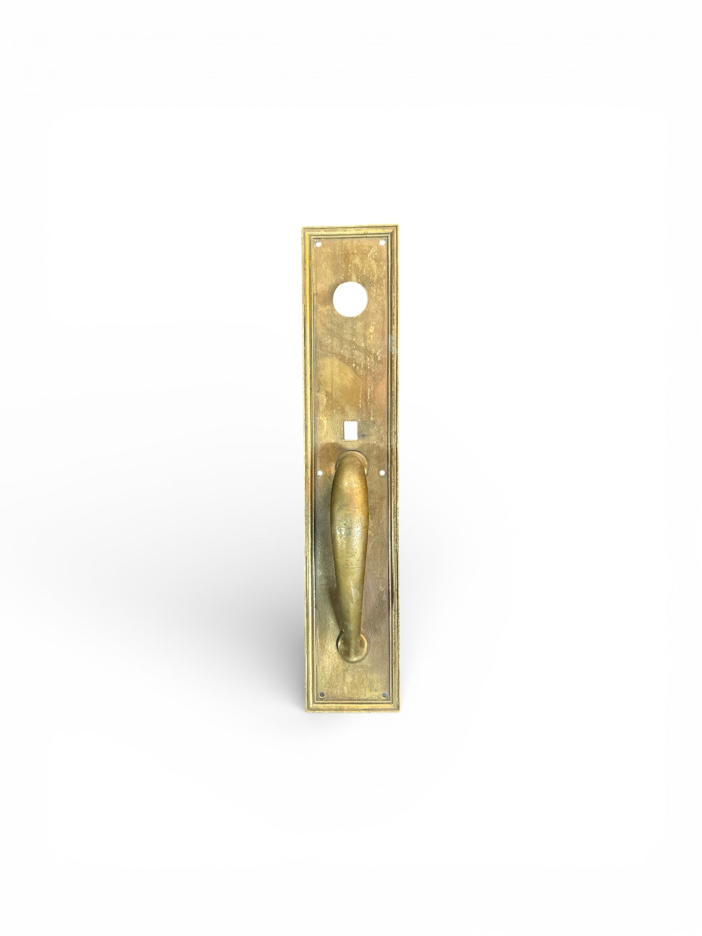 Antique French Brass Door Backplate with Tapered Pull Handle