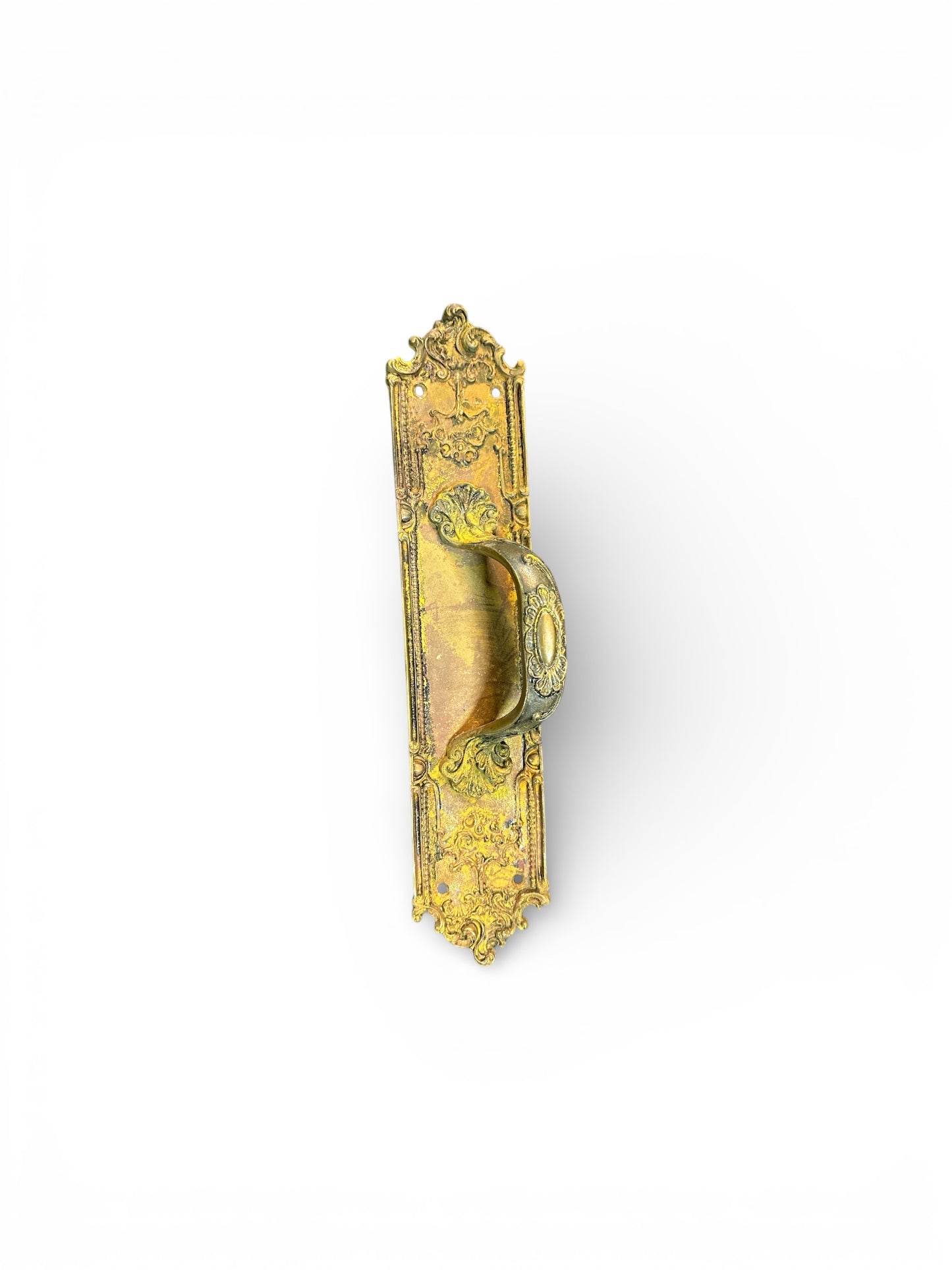 Antique French Ornate Brass Door Pull Plate