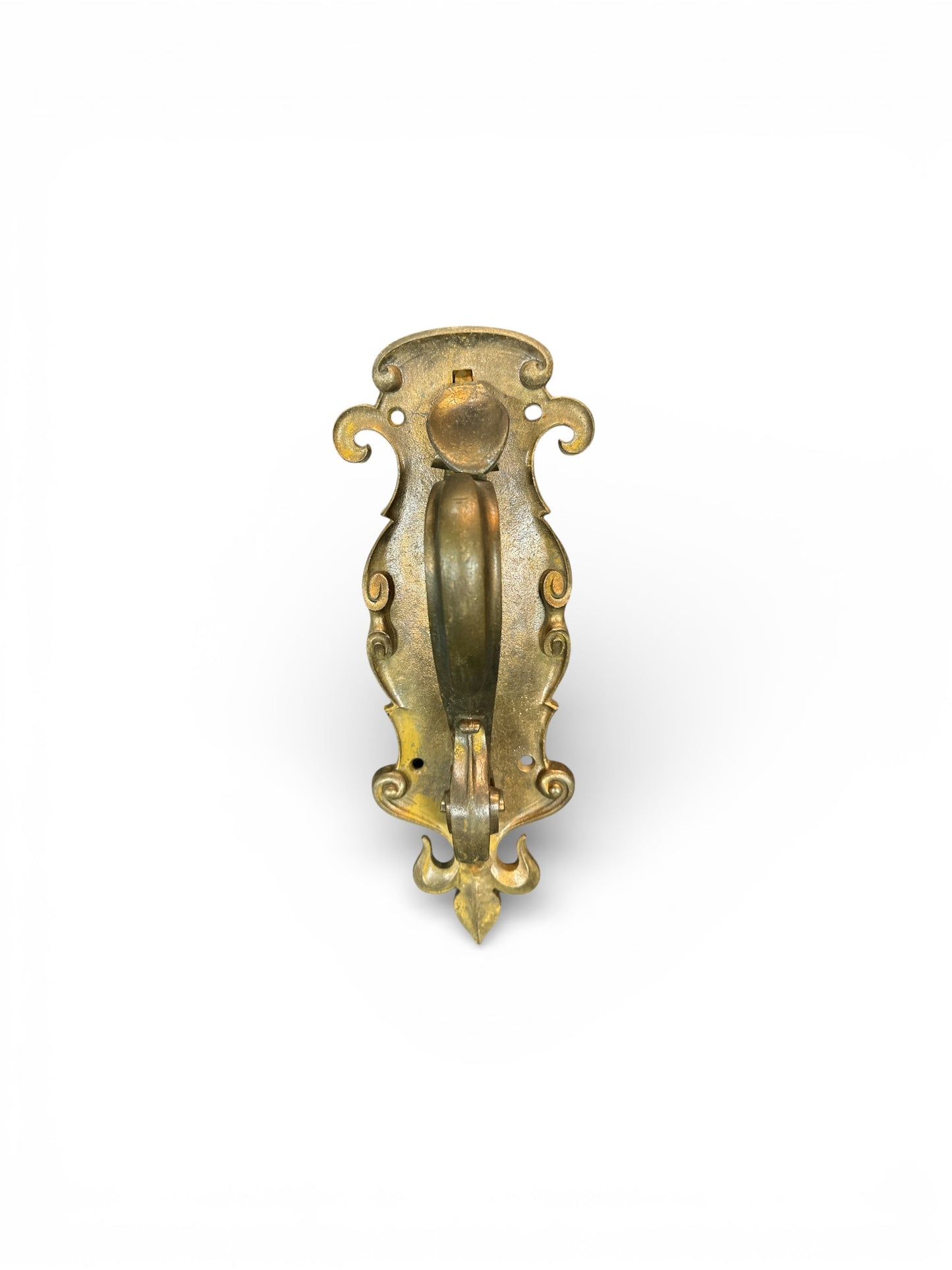 Antique French Brass Escutcheon Door Pull Plate