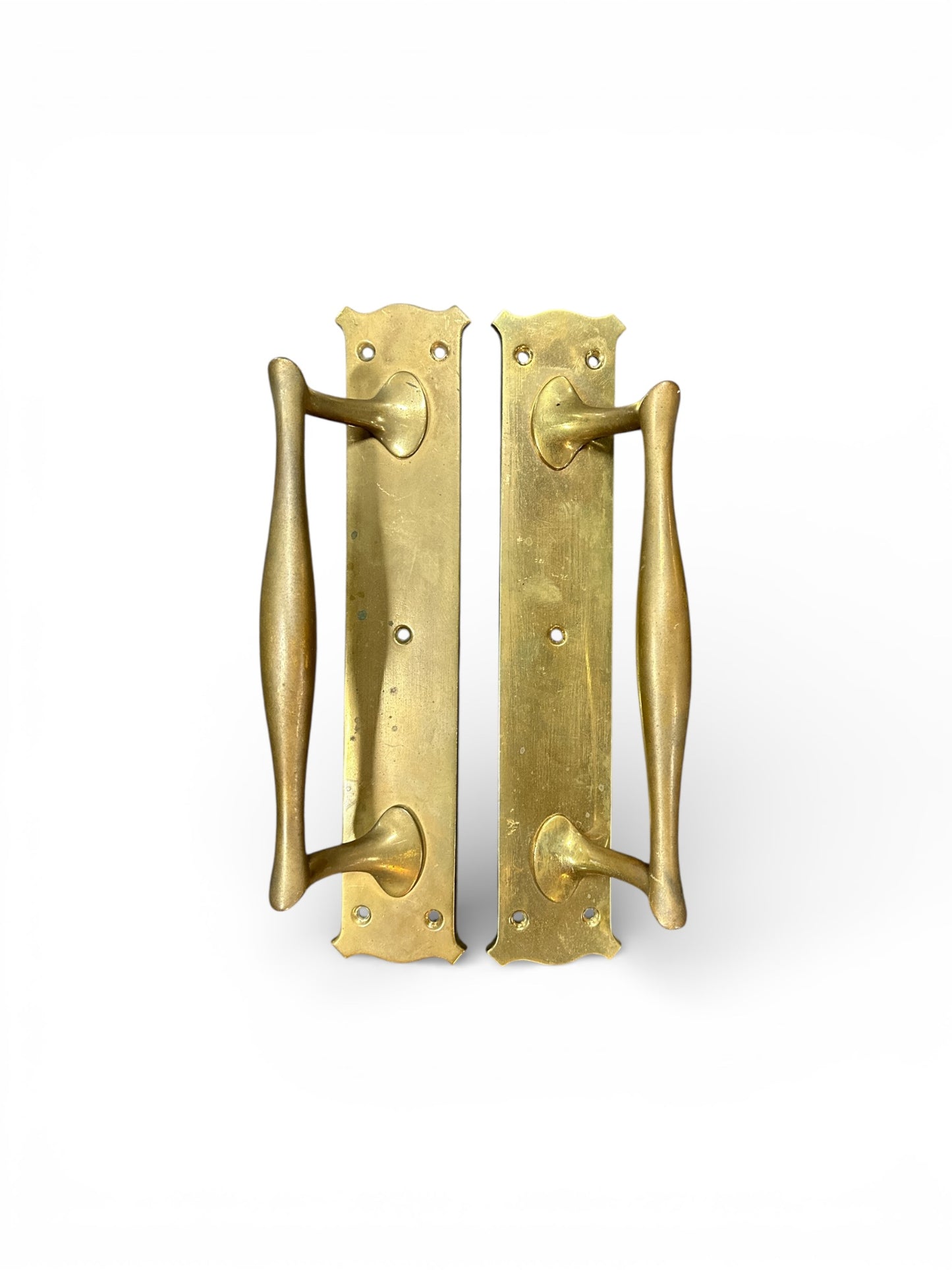 14.75" European Sculptural Brass Door Pull Pair