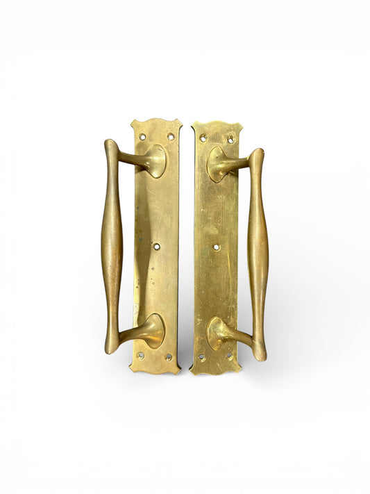 14.75" European Sculptural Brass Door Pull Pair