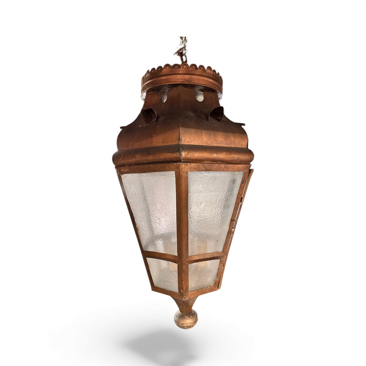 French Copper Street Lantern (with glass)