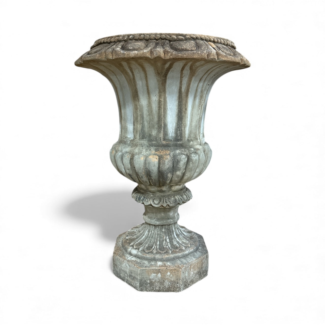 Antique Cast Stone Campana Urn with Acanthus Rim