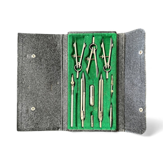 Vintage Drafting Compass & Divider Set in Original Case