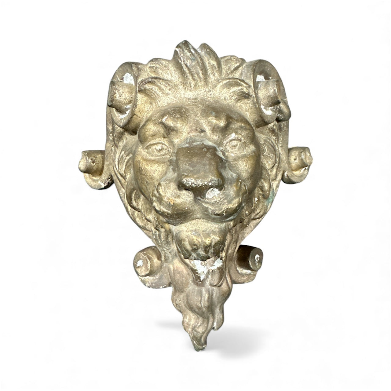 Solid Brass Lion Head Architectural Ornament – 5.5"W x 7"H