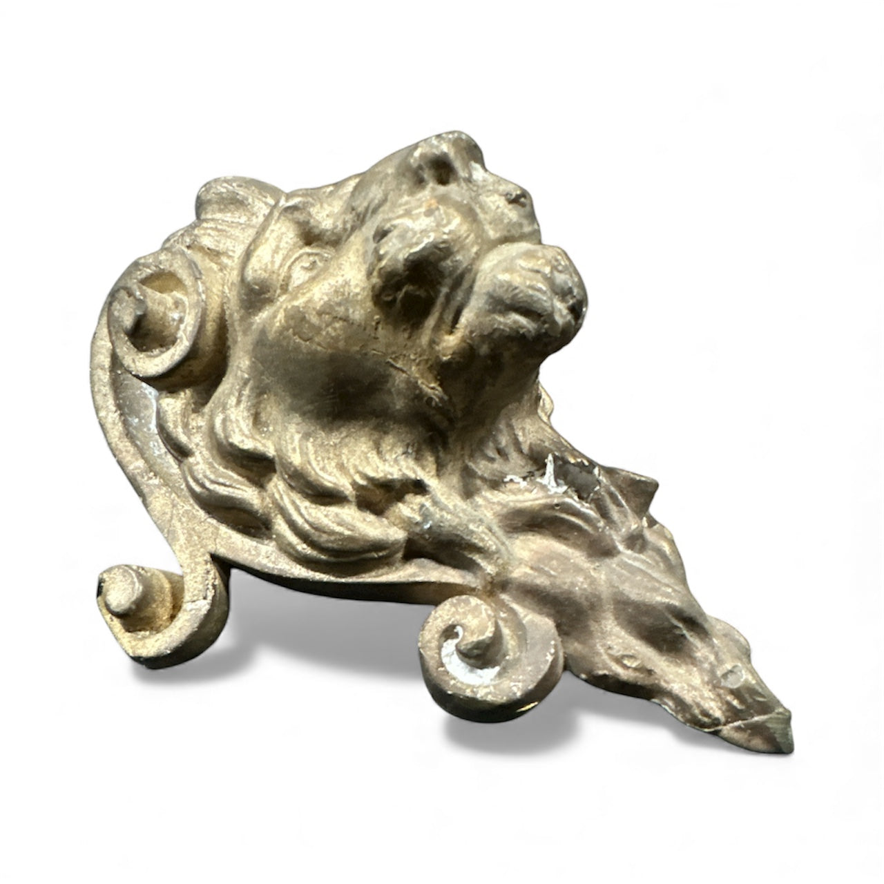 Solid Brass Lion Head Architectural Ornament – 5.5"W x 7"H