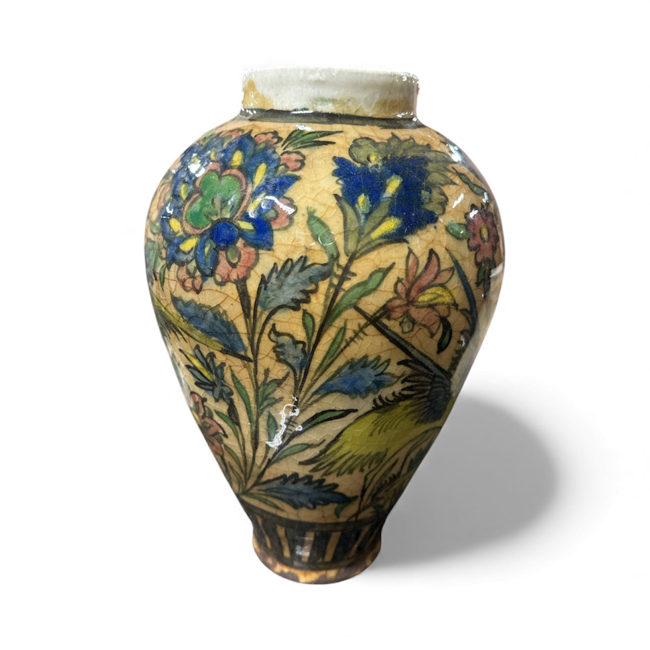12" Hand-Painted Persian Ceramic Jar