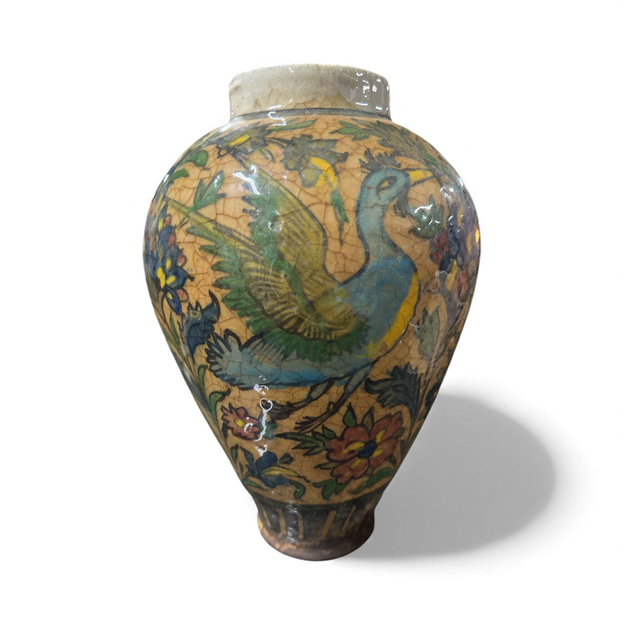 12" Hand-Painted Persian Ceramic Jar