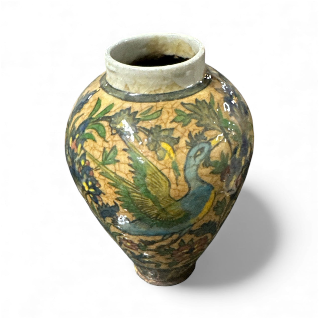 12" Hand-Painted Persian Ceramic Jar