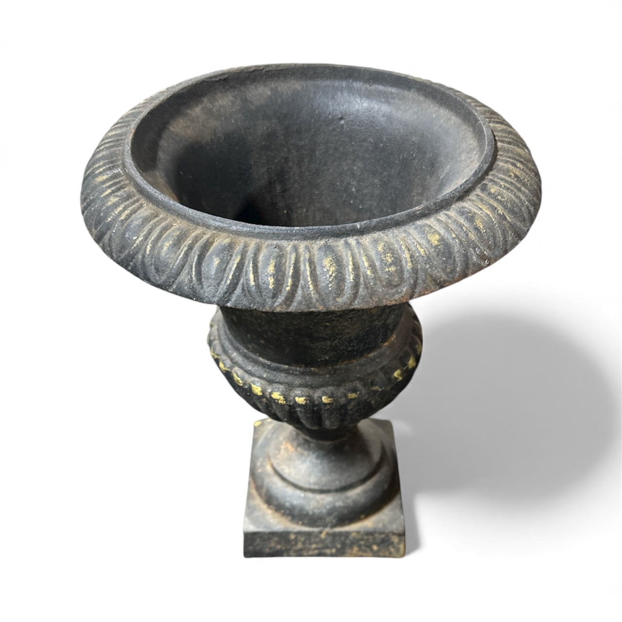 10" Cast Iron Urn with Decorative Rim