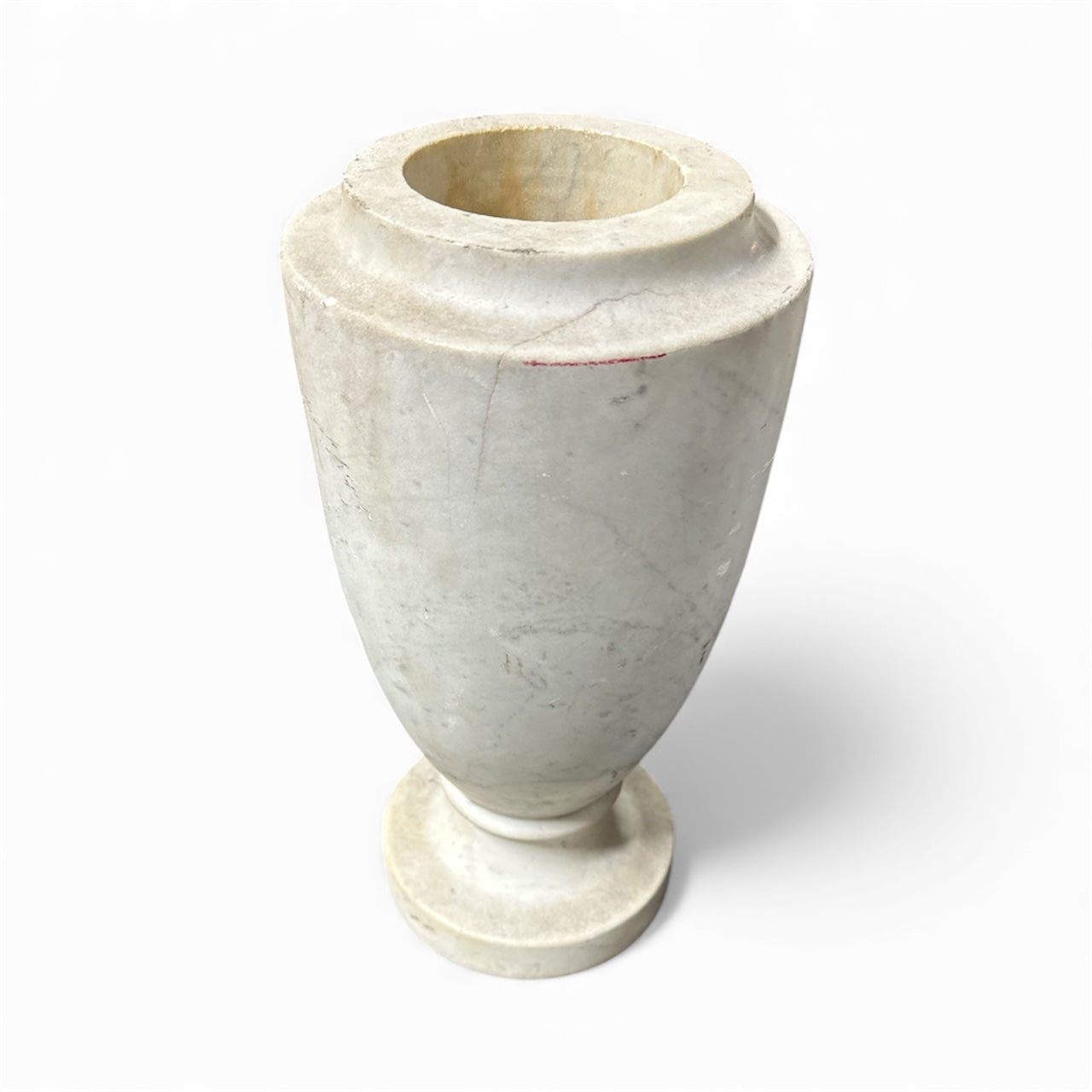 12" Solid Marble Vase on Pedestal Base