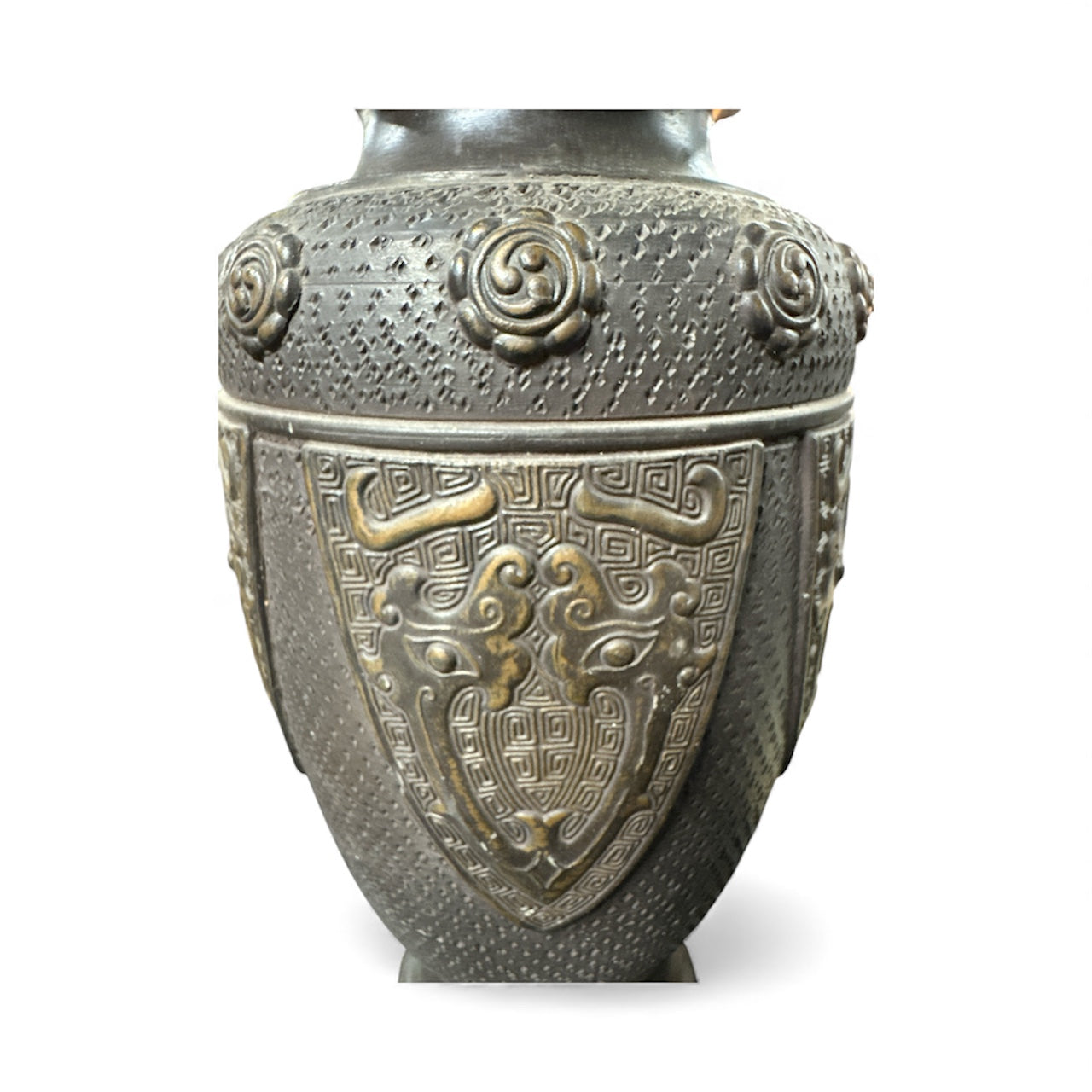 Vintage Japanese Bronze-Style Urn – 13" Tall