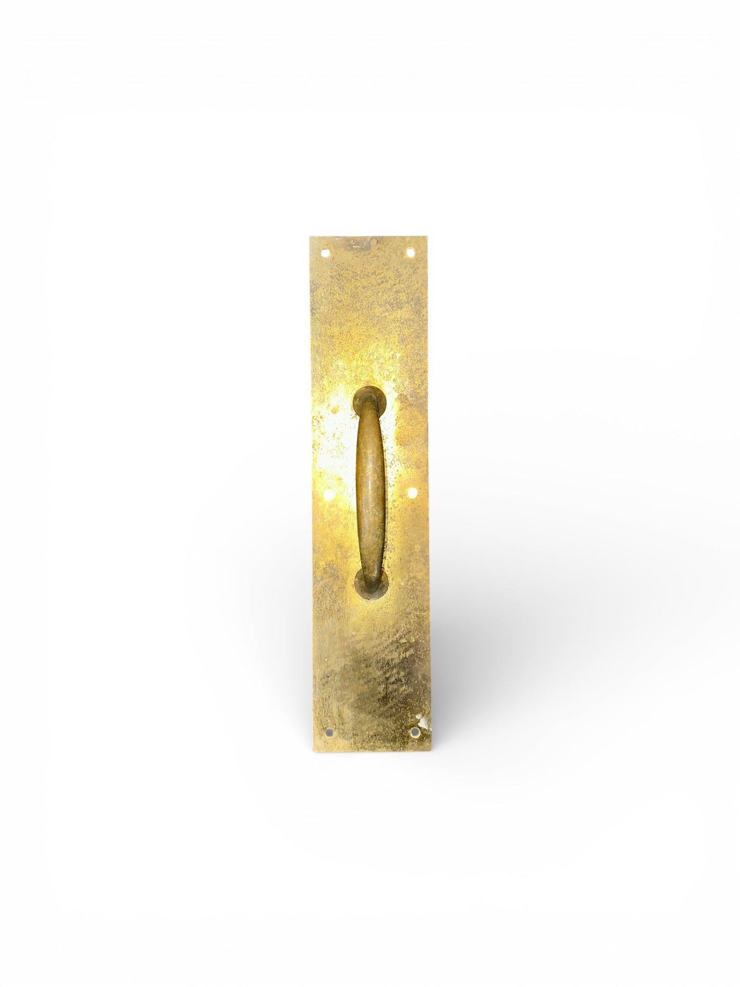 European Antique Brass Entry Pull with Textured Patina