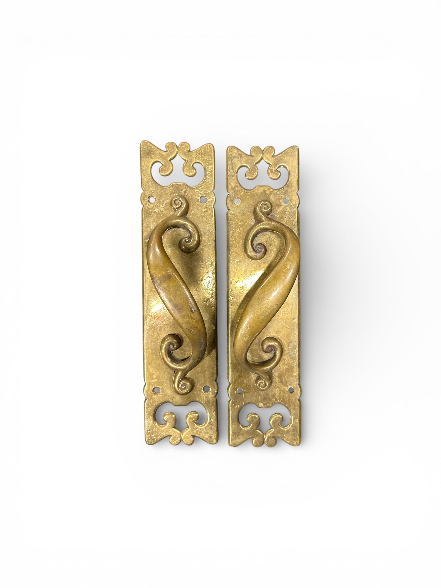 11.5" Brass Door Pull with Swirling Handles