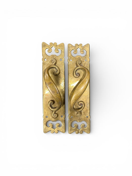 11.5" Brass Door Pull with Swirling Handles