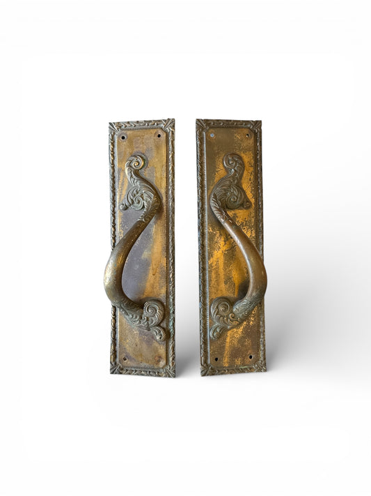 12” European Rococo Scroll Brass Door Pull Pair