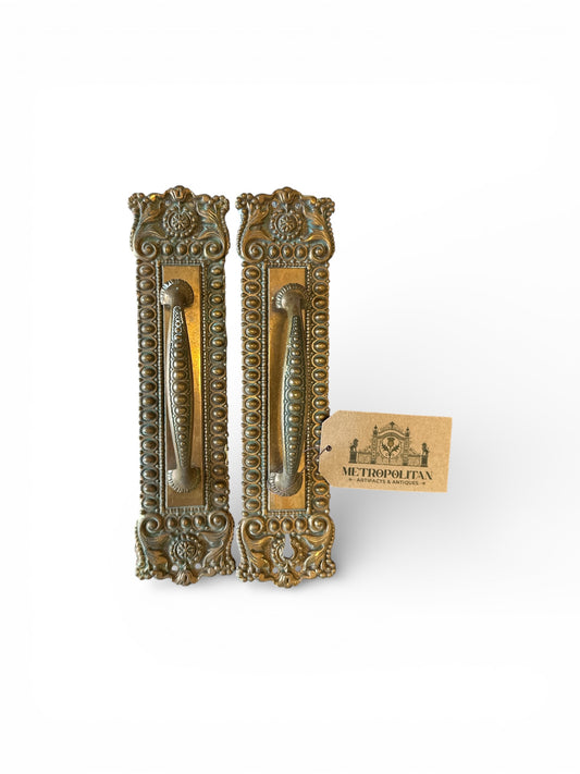 10.5” European Baroque Revival Brass Door Pull Pair