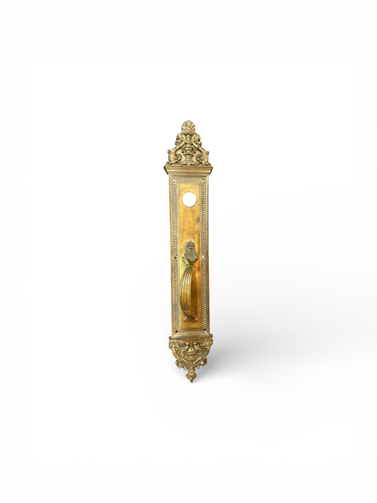 24" Antique French Louis XVI–Style Door Backplate with Fluted Pull