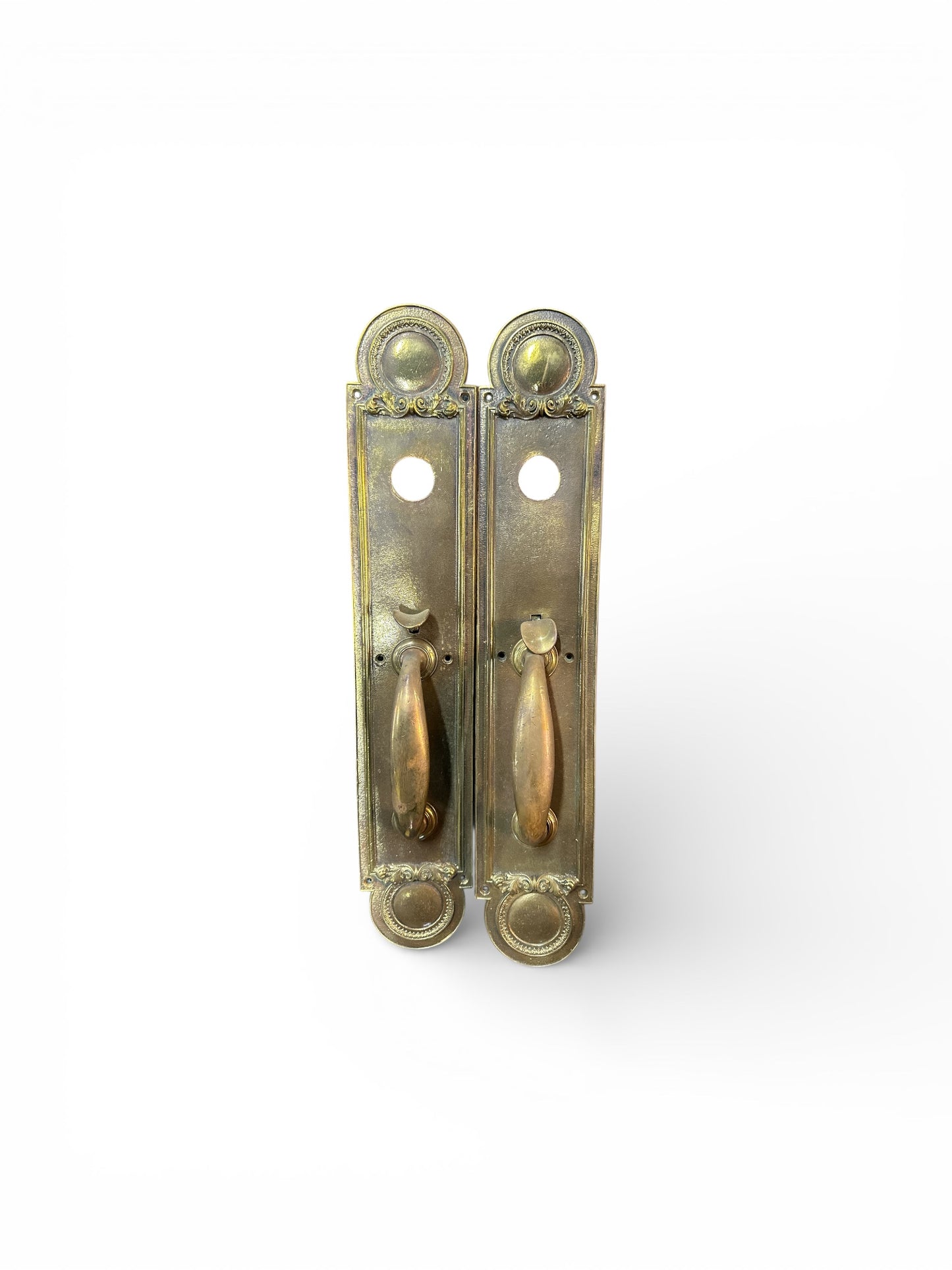 20.75" Antique French Classical Door Backplates with Oval Pulls (Pair)