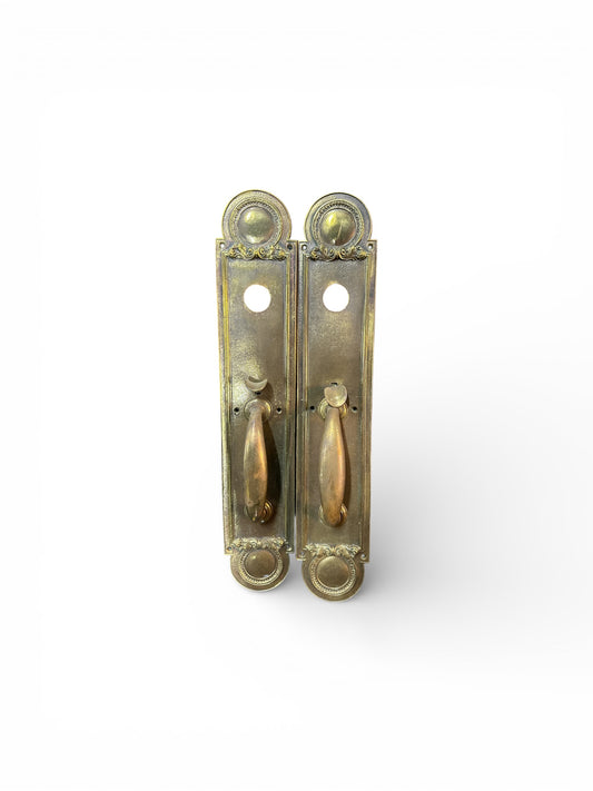 20.75" Antique French Classical Door Backplates with Oval Pulls (Pair)