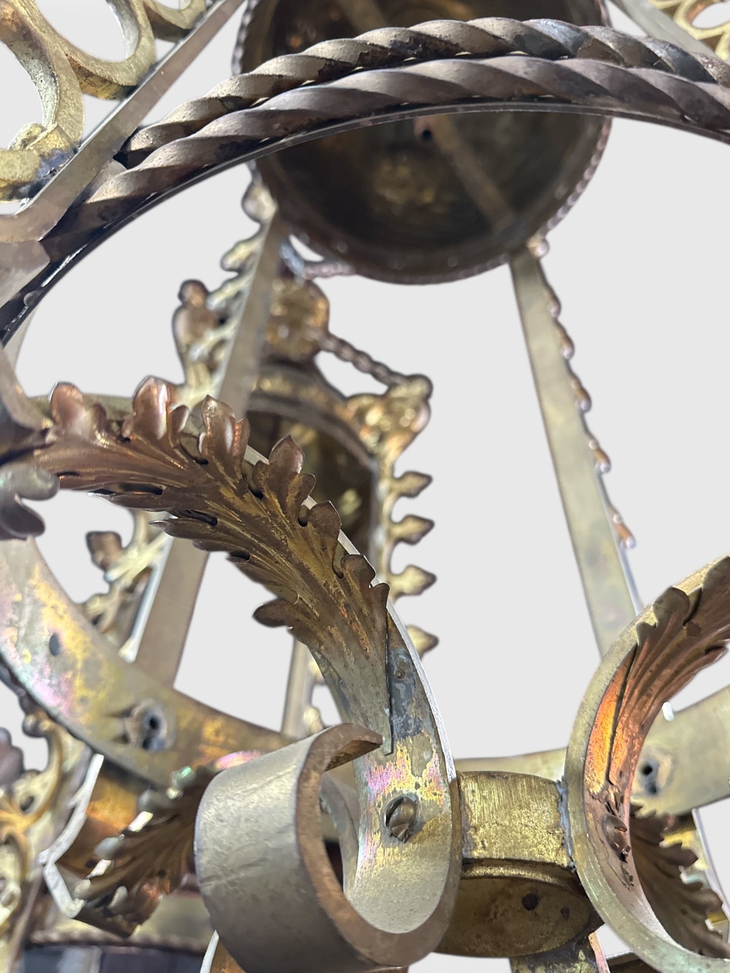 Pair of French-Style Gilt Metal Hanging Lanterns