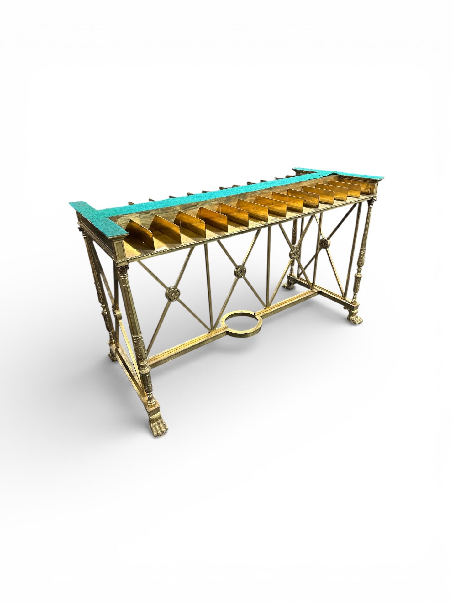 Antique French Bank Table Base with Brass Dividers