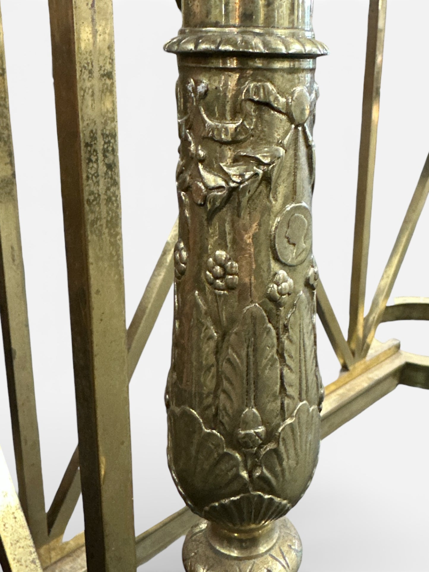 Antique French Bank Table Base with Brass Dividers