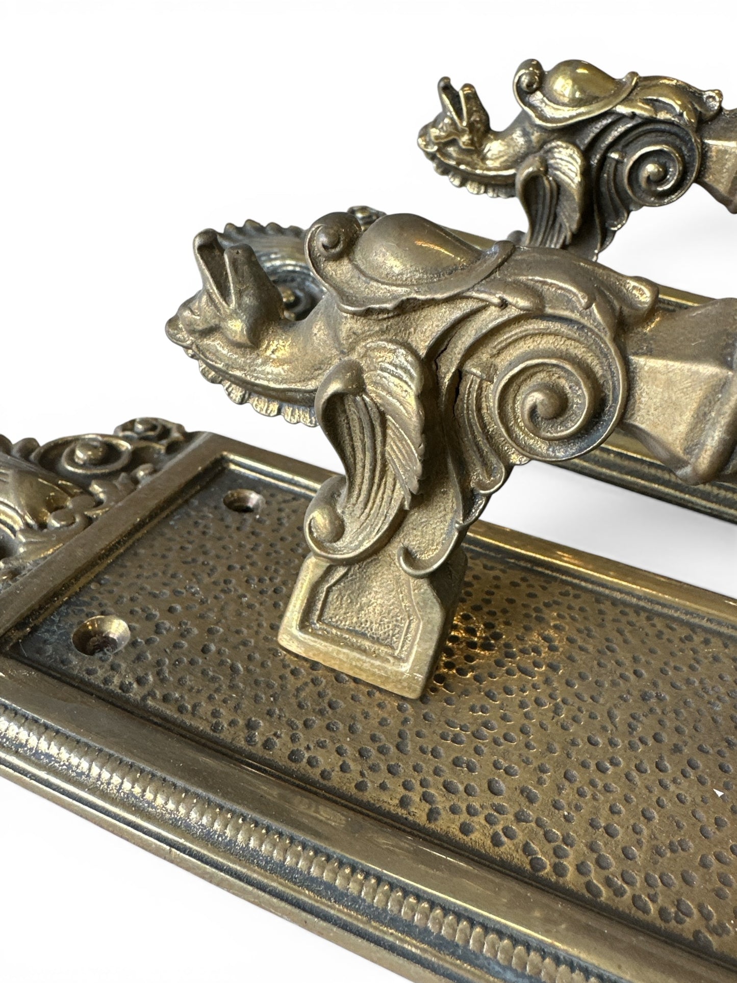 19.5" Brass Griffin Door Pull Backplate Pair
