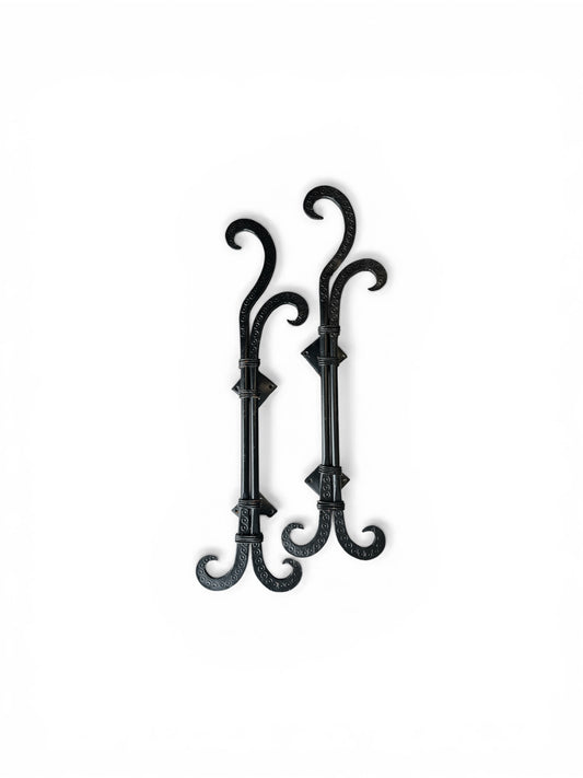 31" Iron Gothic Scroll Door Pull Pair