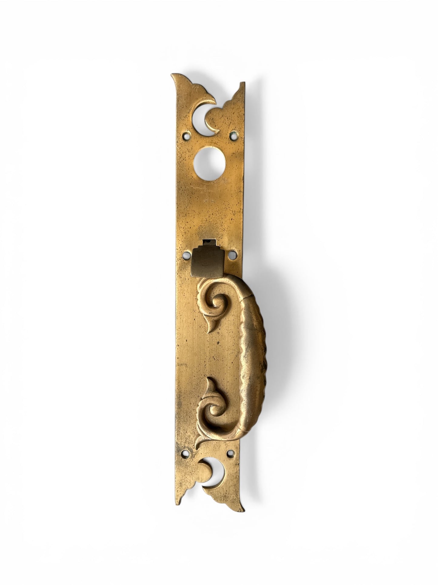 16.5" Brass Art Nouveau Door Pull with Scroll Handle