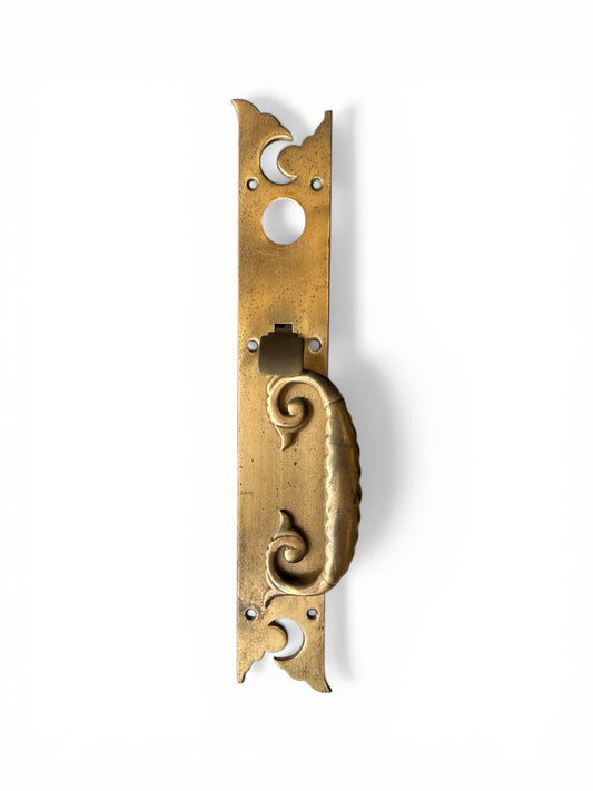 16.5" Brass Art Nouveau Door Pull with Scroll Handle
