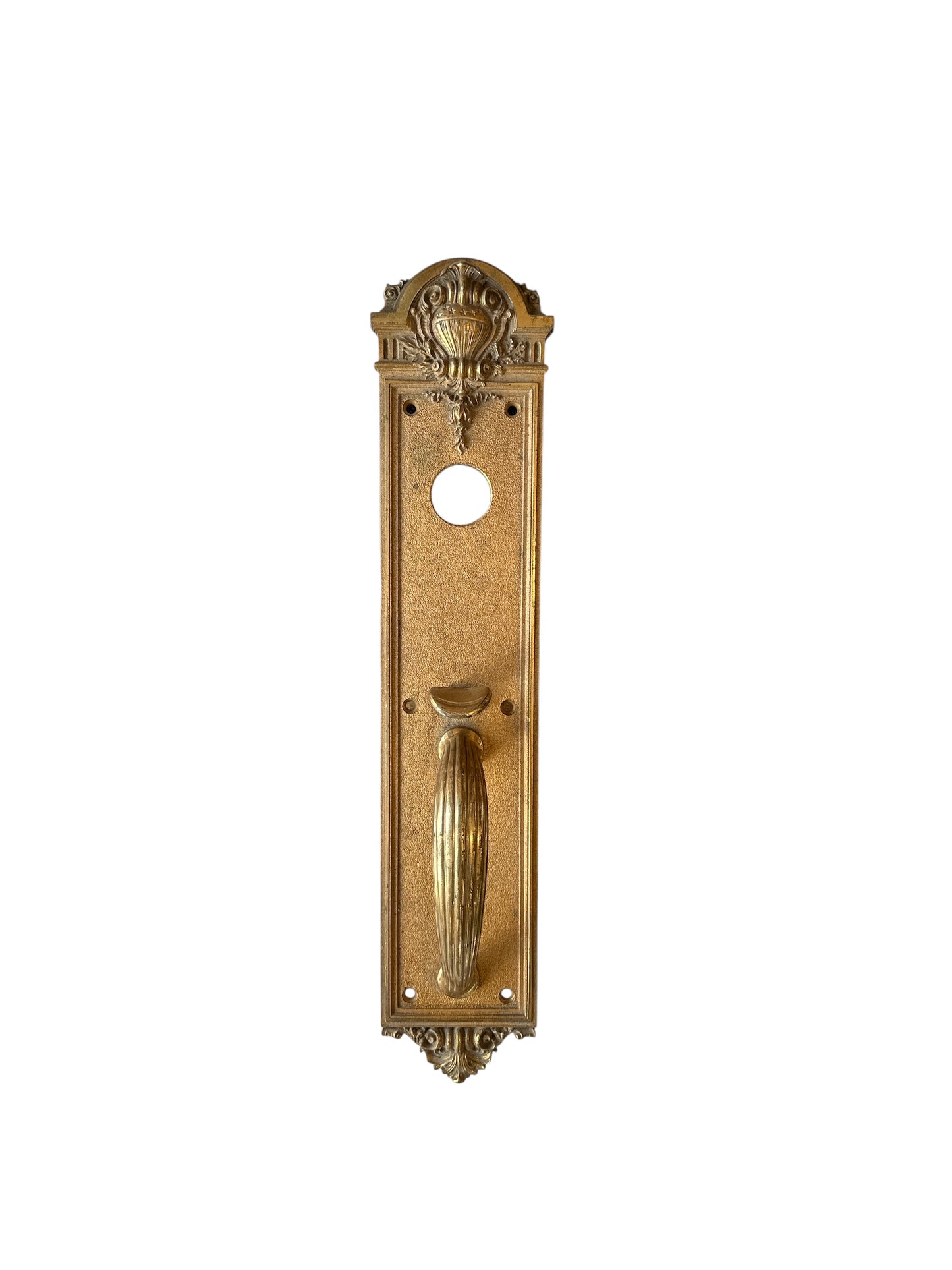 Brass Neoclassical Door Pull with Urn Crest – 18"