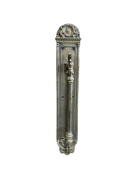 20" Antique Neoclassical Door Pull with Griffins and Column Handle